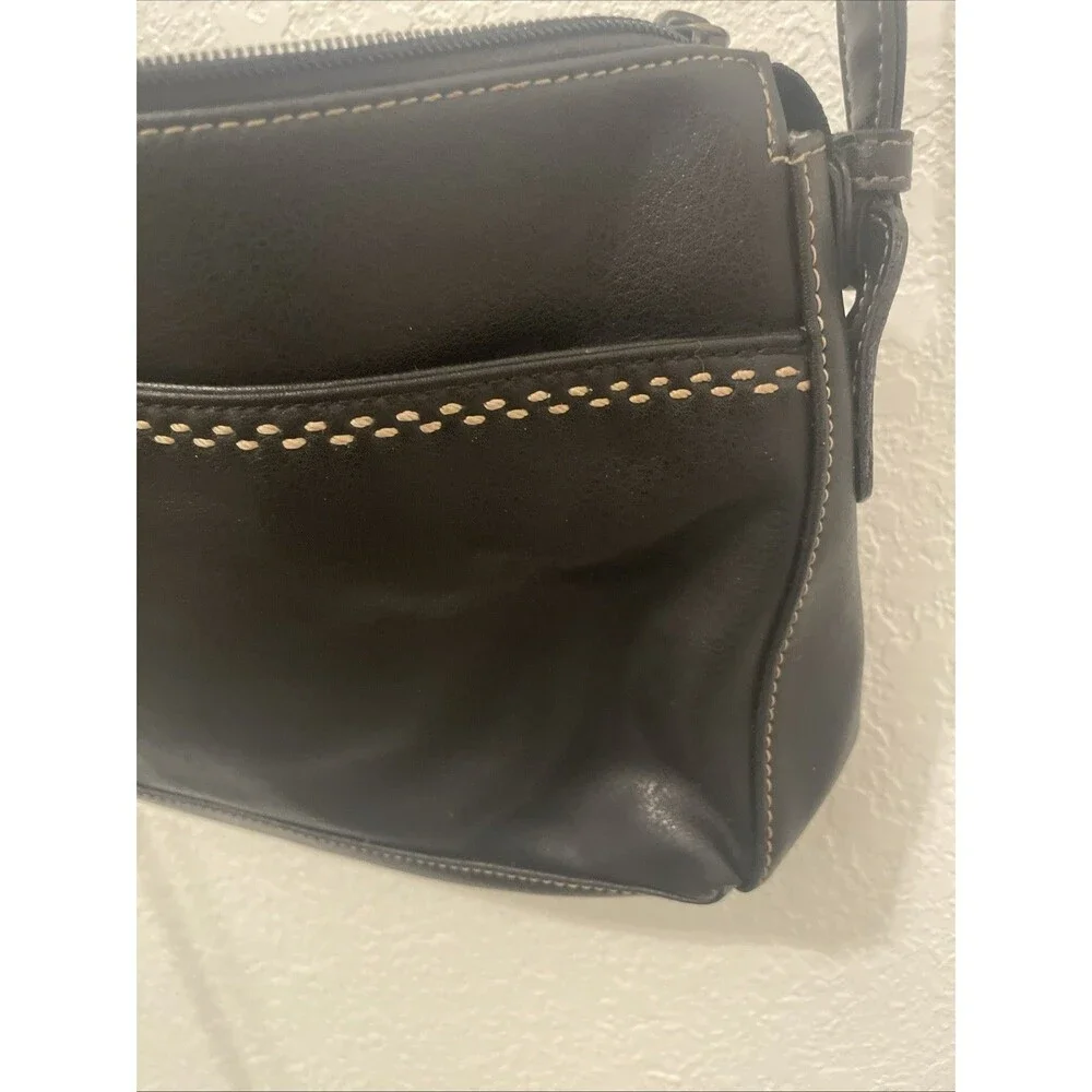 Vintage Liz Claiborne Black Handbag Purse Crossbody Shoulder Bag Classic Clean